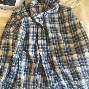 thrifted blue and grey button up top size small